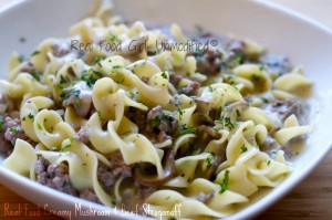 Creamy Mushroom & Beef Stroganoff from Real Food Girl: Unmodified.  It's organic and it's spectacular!