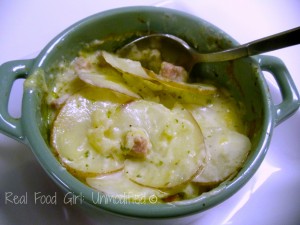 Scalloped Potatoes with Ham. Seriously good comfort food dish. A rich creamy sauce, tender potatoes and sliced ham. Gmo-Free from Real Food Girl: Unmodified
