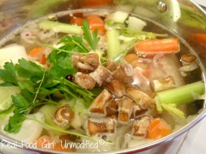 Homemade Non-GMO Beef Stock.  Easy to make and tastes so much better than canned, or boxed stocks. Much healthier, too!  Real Food Girl: Unmodified