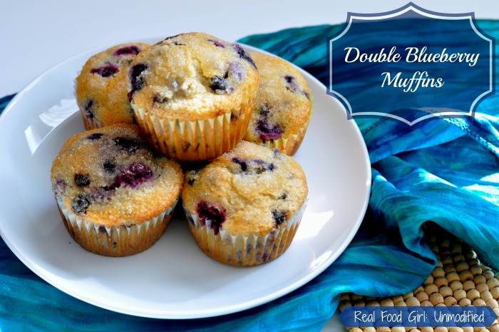 Double Blueberry Muffins by Real Food Girl. Tastes like a fancy bakery muffin! Gotta make these!