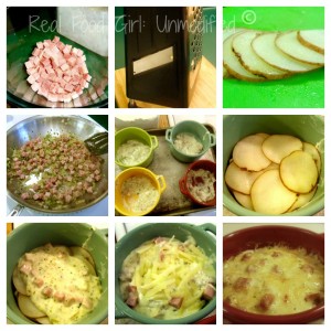 Creamy Scalloped Potatoes with Ham.  Decadent but easy to make. This is comfort food at its finest!  Real Food Girl:Unmodified