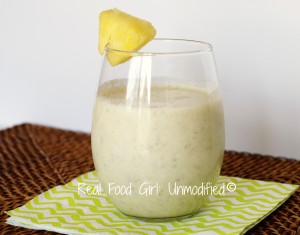 Pineapple Coconut Chia-colada.  Healthy, organic, rich, creamy and yumtastic!  Real Food GIrl: Unmodified