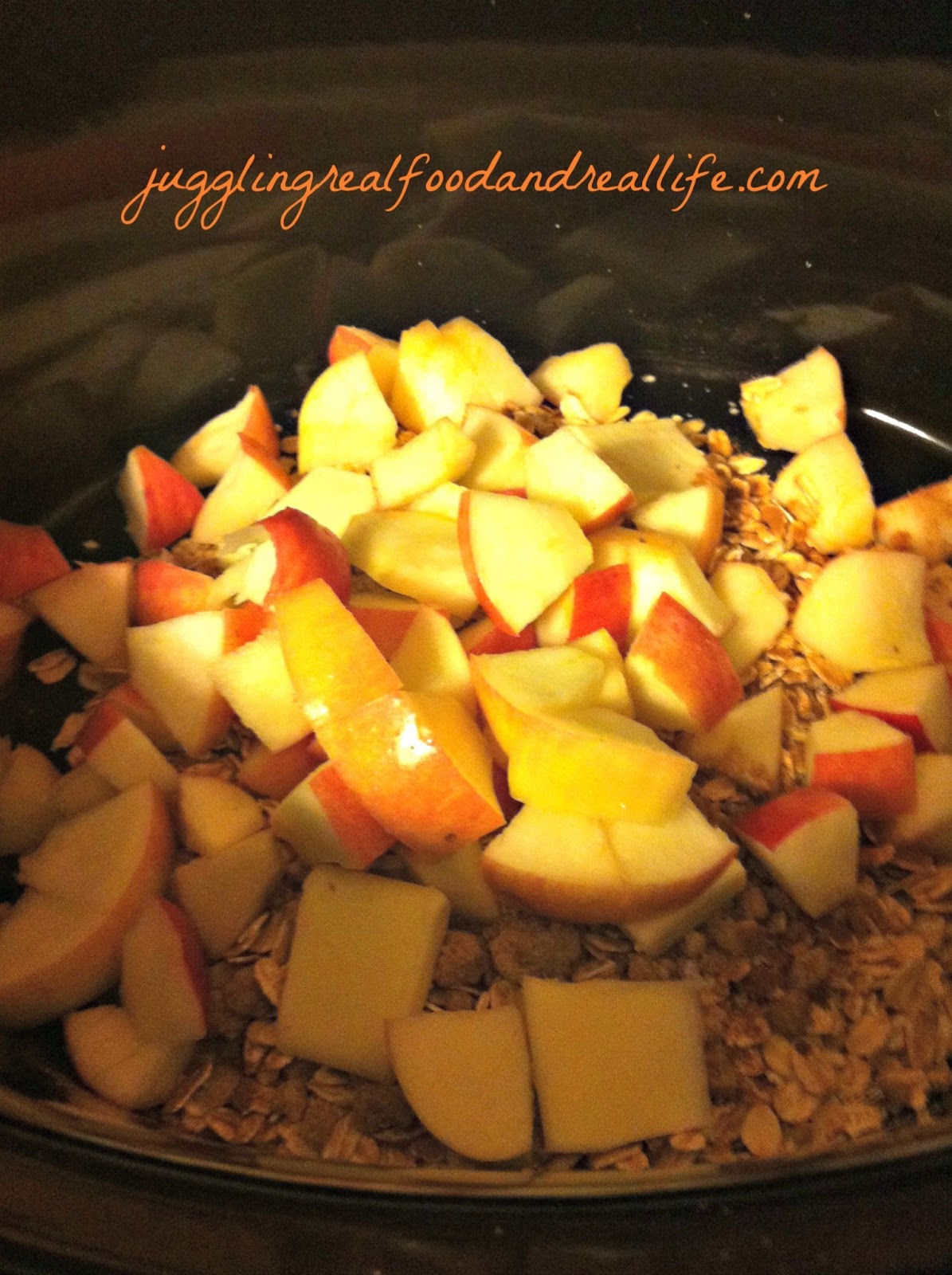 Real Food Girl Presents: Juggling Real Food and Real Life. Apple Cinnamon Slow Cooker Oatmeal