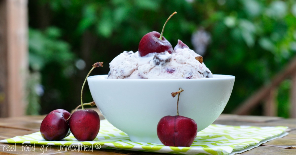 Roasted Cherry Pistachio Chocolate Chunk Ice Cream. Real Food Girl:Unmodified