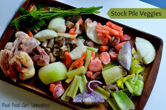 Stock Pile (veggies and bones) for Homemade Stocks. Kitchen Tips by Real Food Girl: Unmodified