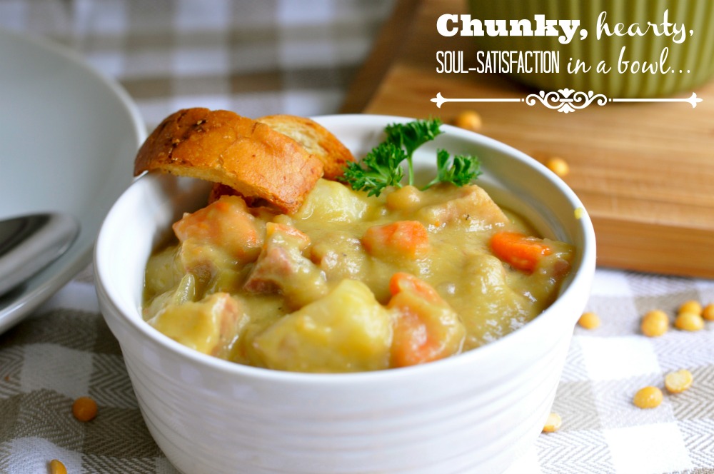 Split Pea Soup with Ham- The creamiest, most satisfying pea soup on the web.