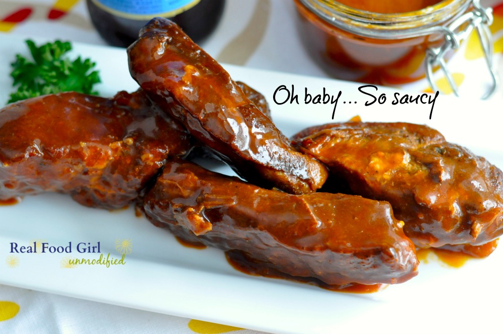 Slow Cooker Saucy Country Style BBQ Ribs by Real Food Girl Unmodified. Pin now, make these tonight!