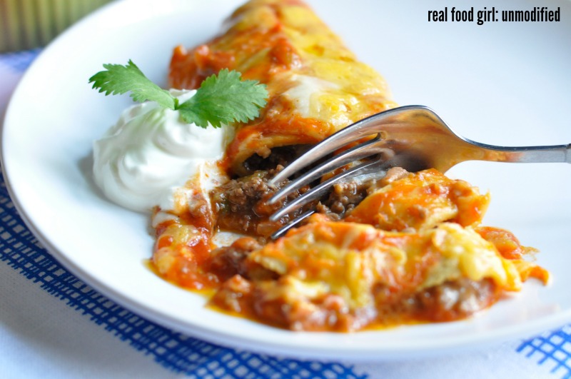 30-Minute Mondays- Beef & Bean Enchiladas by Real Food Girl Unmodified Pinning this for later!