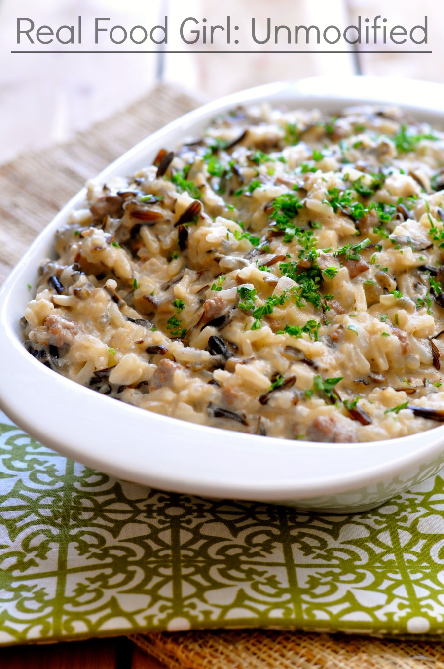Wild Rice Hotdish- A recipe remake by Real Food Girl: Unmodified. Tasty wild rice, ground beef, mushrooms, creamy sauce...