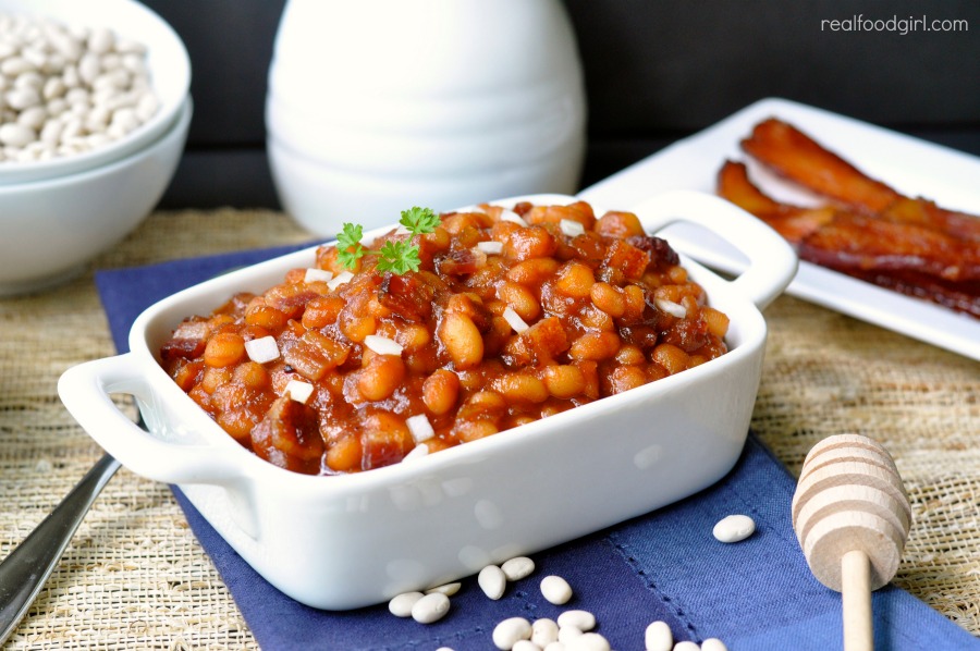 Stove-Top Brown Sugar & Maple Baked Beans (with bacon) by Real Food Girl: Unmodified.