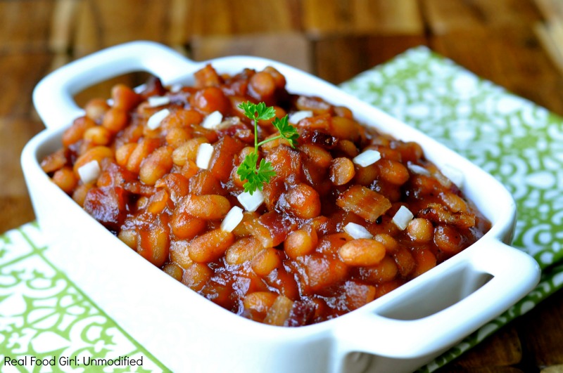 Stove-Top Brown Sugar & Maple Baked Beans (with bacon) by Real Food Girl: Unmodified.